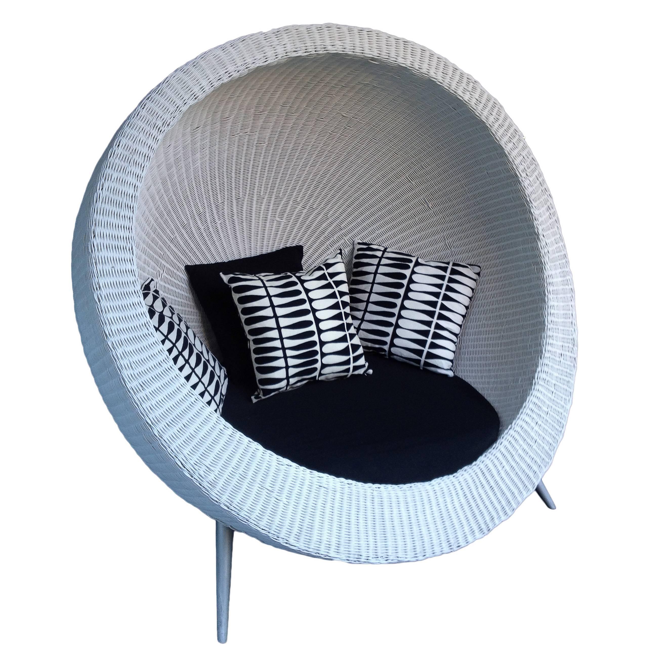 SemiSpheric IndoorOutdoor Chair Made of Plastic Imitating Wicker For