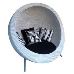 Vintage Semi-Spheric Indoor-Outdoor Chair Made of Plastic Imitating Wicker