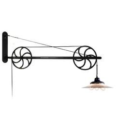 Antique Large Pulley Industrial Swing Arm Lamp