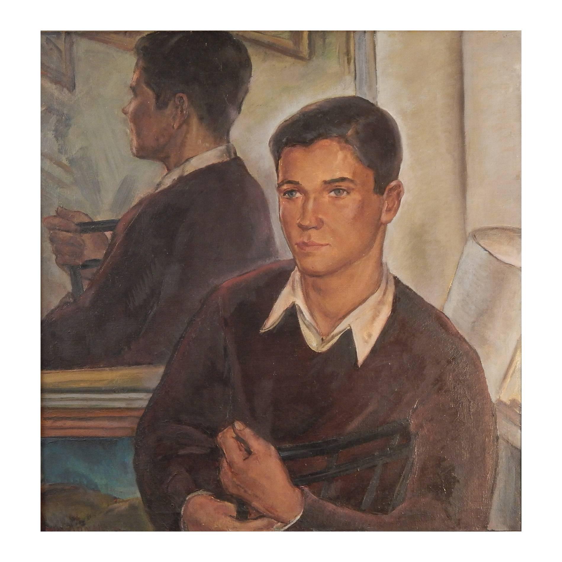 "Tony, " Superb 1940s Portrait of Male Youth by Marion Huse, Hawthorne Pupil For Sale