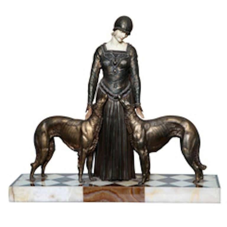 Art Deco Sculpture "Toujours Les Amis, " after Chiparus-signed Provenance For Sale