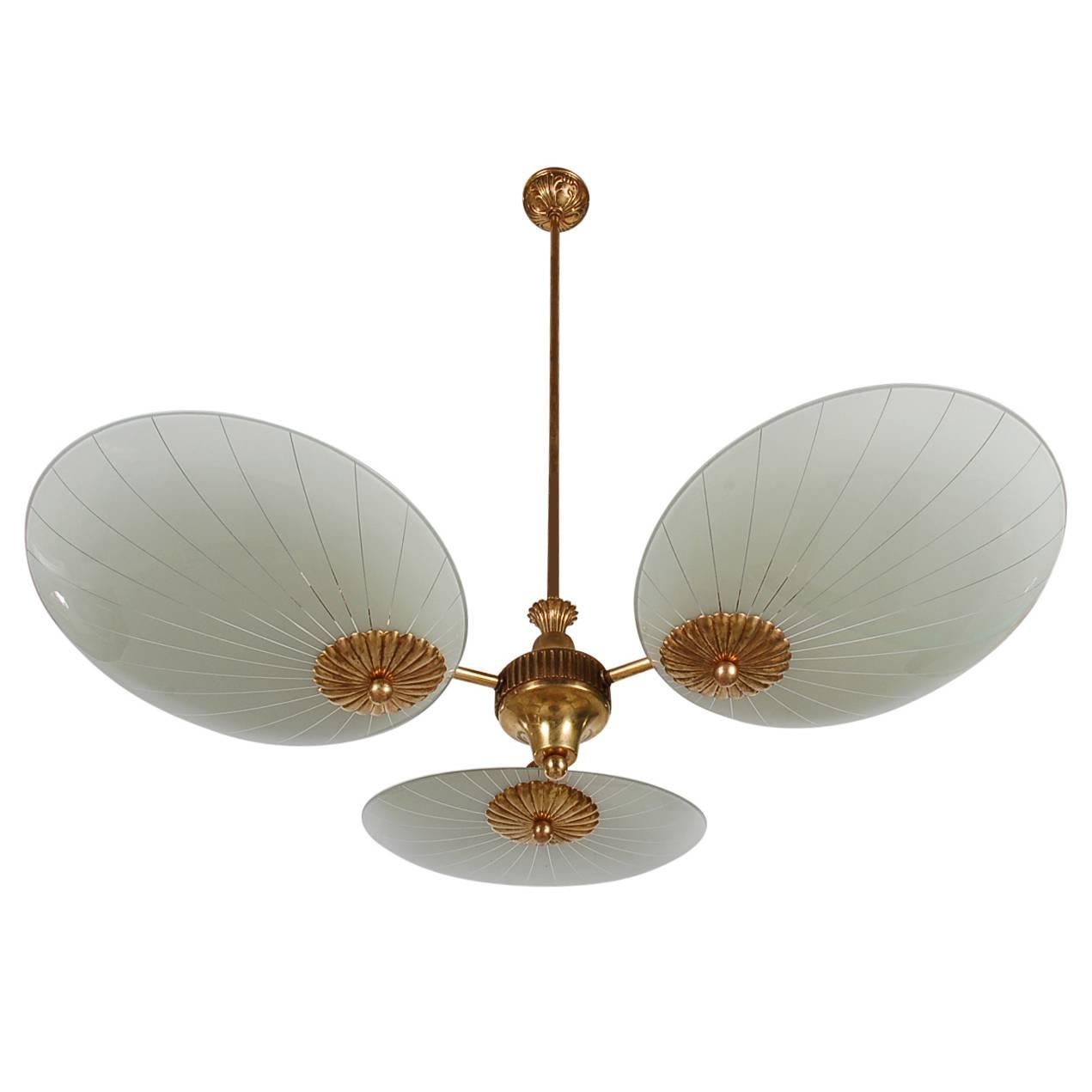 Italian Brass Sputnik Chandelier Attributed to Stilnovo or Arteluce