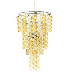 Italian Chandelier Twisted Murano Glass in Amber, White, Venini Attributed 1950s