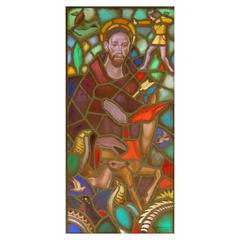 Vintage Stained Glass Panel Depicting St Hubertus, by Hans Liefkes En Henri Van Der Stok