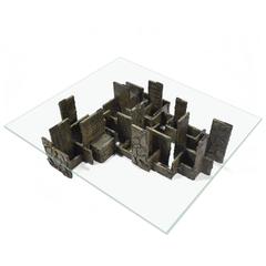 Paul Evans Rare Oversize Sculpted Bronze Coffee Table 1