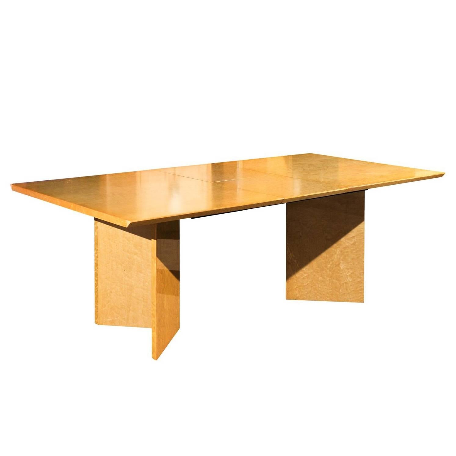 Gorgeous Knife Edge Extension Dining or Conference Table in Bird's-Eye Maple