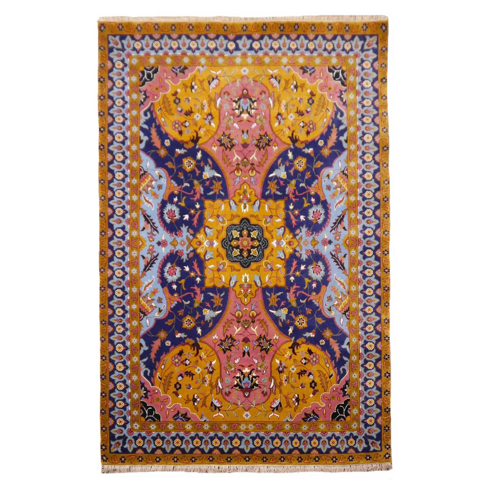 Indischer handgeknüpfter PETAG TABRIZ-Teppich im TABRIZ-Design im Angebot