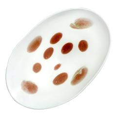 Murano White Copper Aventurine Spots Italian Art Glass Centerpiece Bowl 2