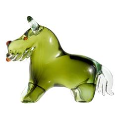 Vintage Murano Sommerso Green Italian Art Glass Scotty Terrier Puppy Dog Sculpture