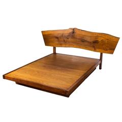 George Nakashima Plank Headboard and Platform Frame Bed