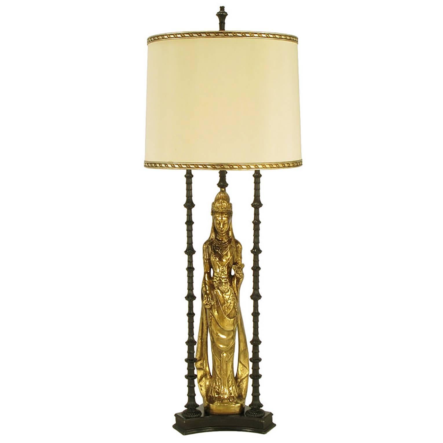 Bronze Doré Quan Yin Table Lamp