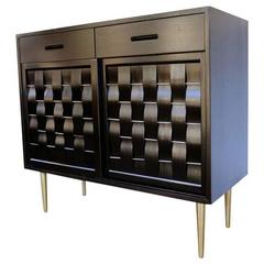 Ebonized Woven Front Cabinet by Edward Wormley