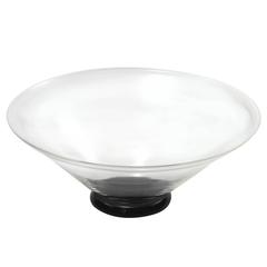 Art Deco Clear Glass Bowl with Black Base by Keith Murray 12