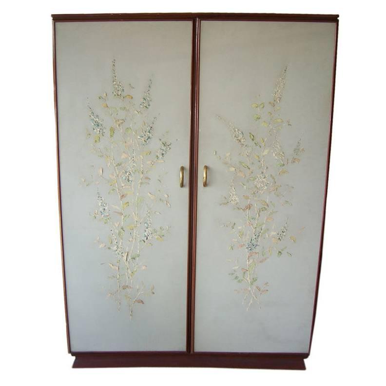 Rare Osvaldo Borsani Floral Painted Foyer Cabinet