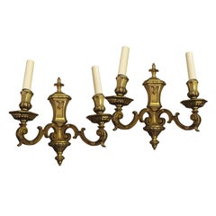 1930s French Empire Style Gilt Bronze Two-Arm Sconces