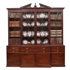 18th Century Georgian III Mahogany Secretaire Breakfront Bookcase 4