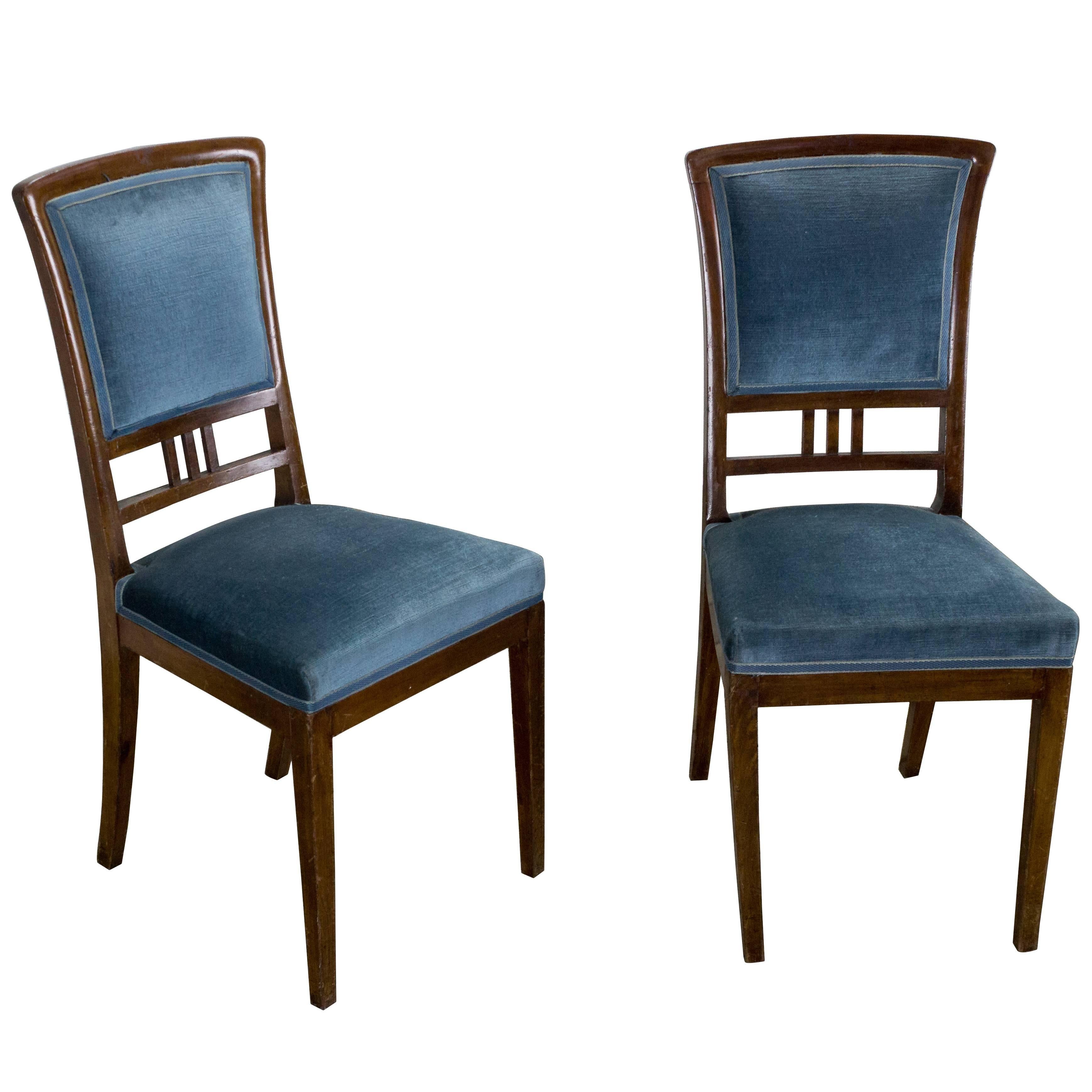 Pair of French, 1920s Mahogany Dining Chairs