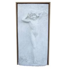 Rare Stucco Bas Relief Signed L'Eplattenier, Le Corbusier Mentor, "Young Man"
