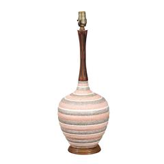 Midcentury Ceramic and Walnut Table Lamp