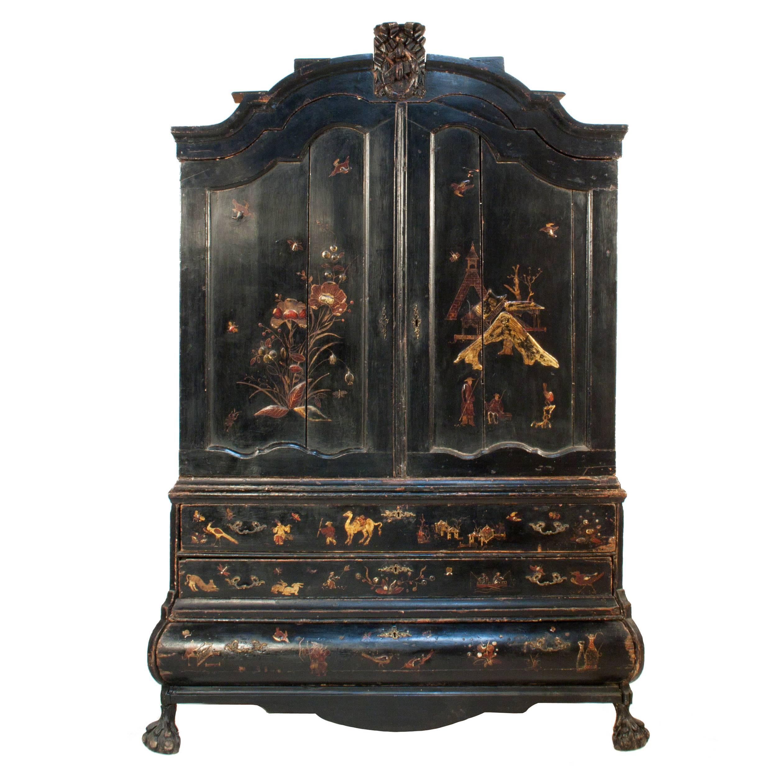 Ebonized Baroque Cabinet with Chinoiserie