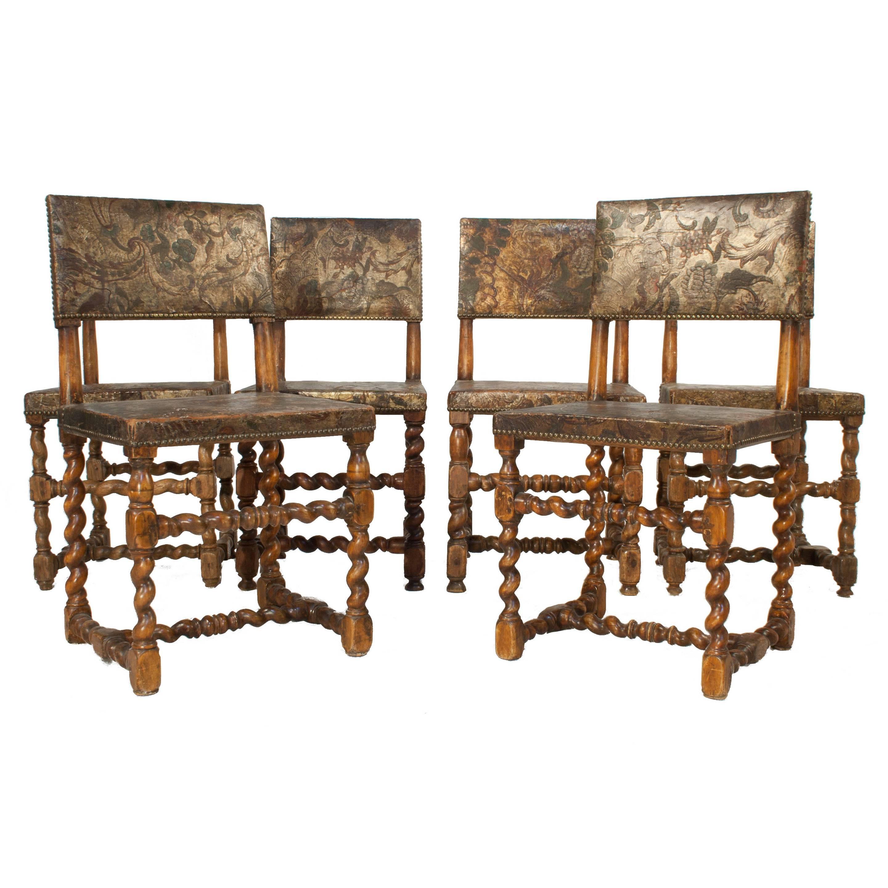 Set of Six Baroque Style Side Chairs For Sale