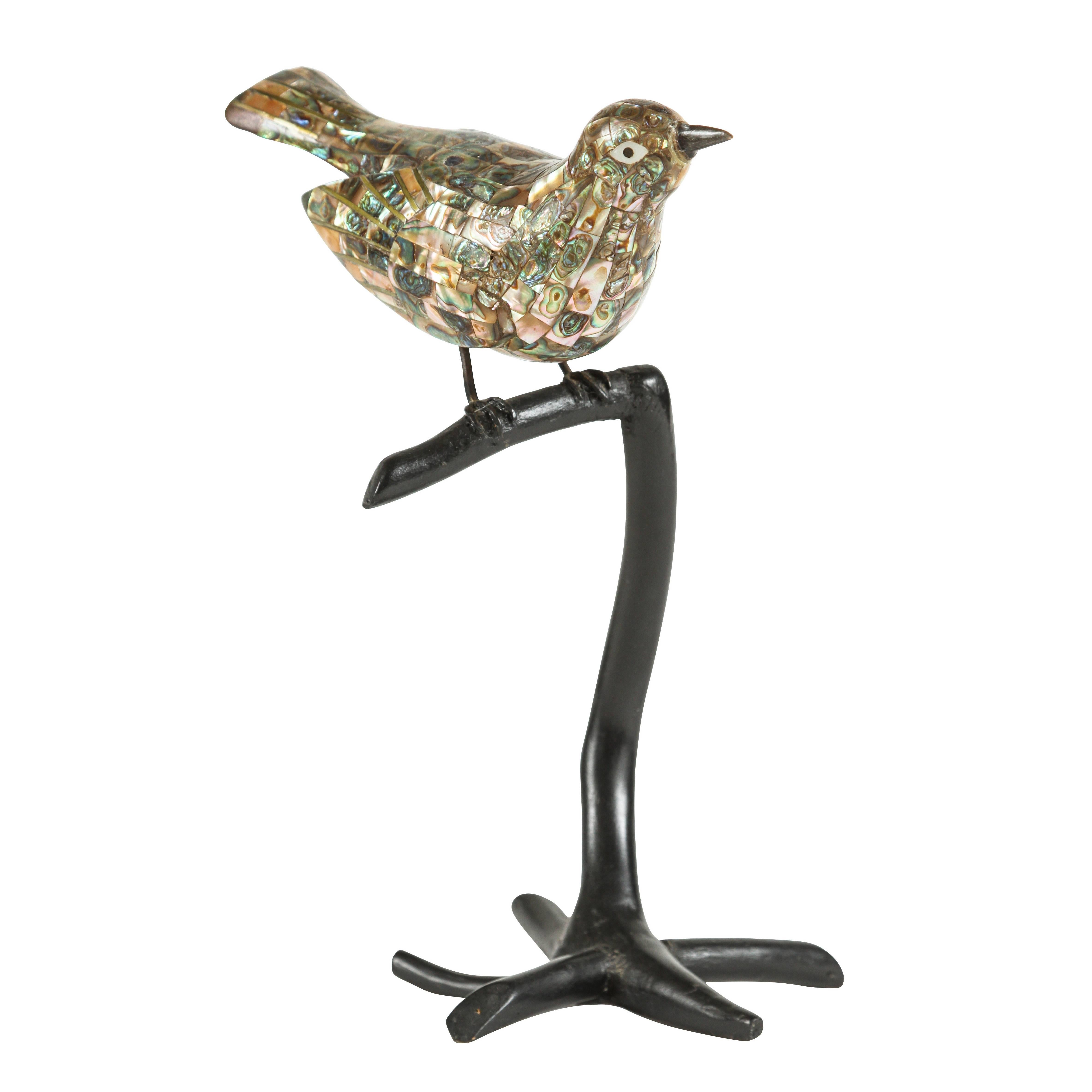 Abalone Shell Bird on Branch by Los Castillo