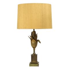 Cast Bronze "Ear of Corn" Table Lamp by Maison Charles