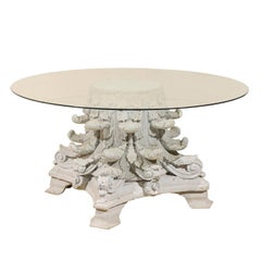 American Corinthian Capital Base Round Glass Top Table