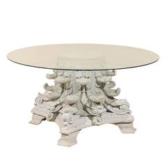 American Corinthian Capital Base Round Glass Top Table 2