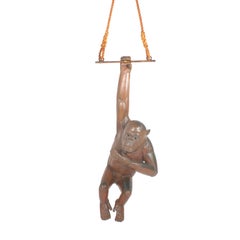 Vintage Large and Impressive Bustamante Copper Chimpanzee Hanging Sculpture
