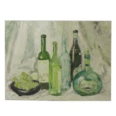 Still Life Painting of Wine Bottles