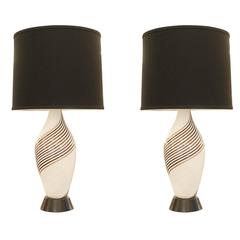 Pair of Dino Martens Murano Table Lamps, Italy, 1960s