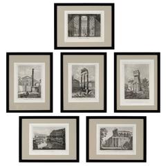 Six Italian Black and White Etchings, 19th Century