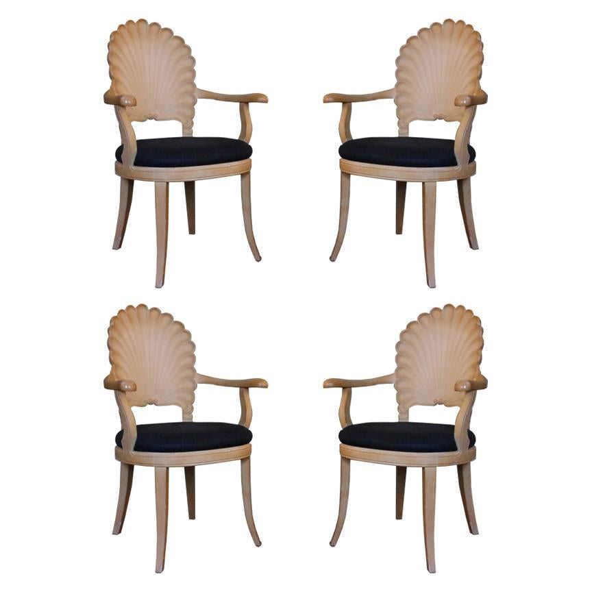 Set of Four Venetian Grotto Shell Back Chairs