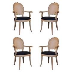 Set of Four Venetian Grotto Shell Back Chairs