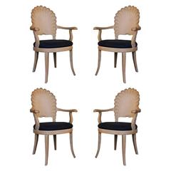 Set of Four Venetian Grotto Shell Back Chairs