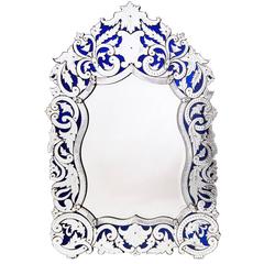 French Venetian Style Mirror with Blue Glass Ground, circa 1890