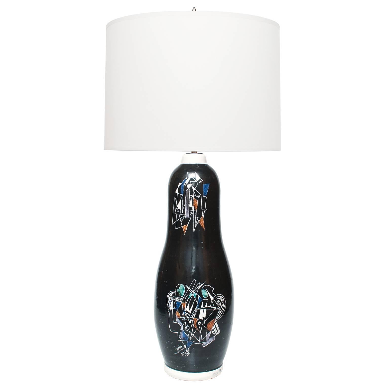 Skandinavische moderne hohe Keramiklampe der Skandinavischen Moderne von Marian Zawadzki für Tilgman Keramik