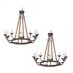 Pair of Rustic Eight-Arm Chandeliers of Small-Scale 12
