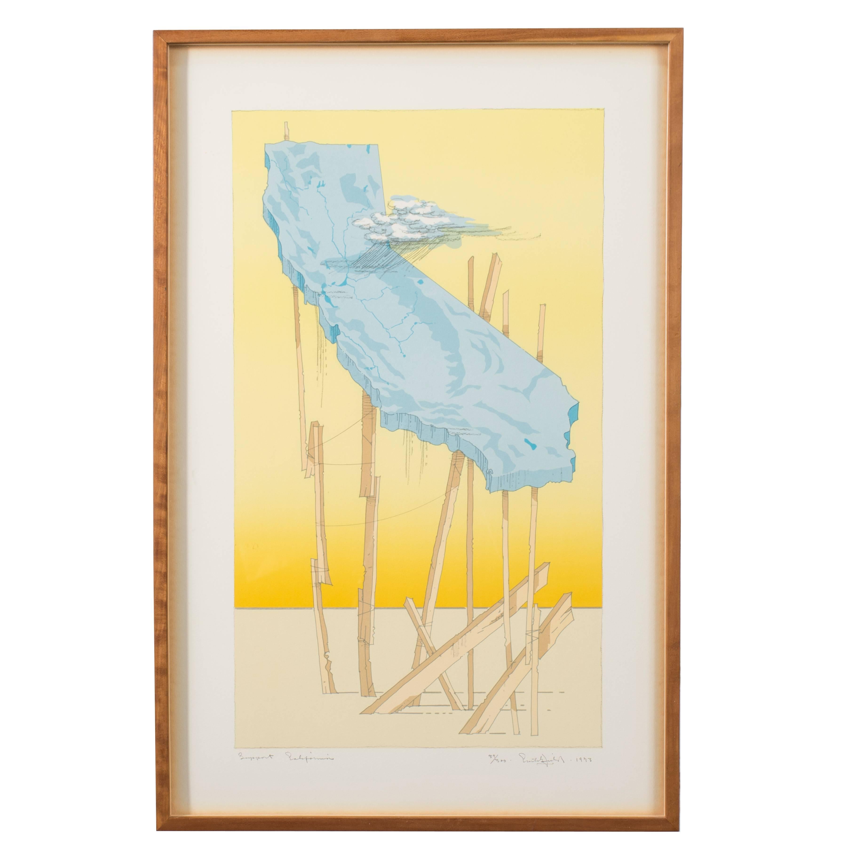 'Support California' Framed Lithograph by William Crutchfield, 1973