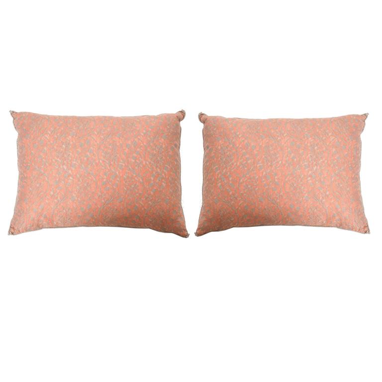Pair of Antique Fortuny Textile Pillows by B.Viz Designs