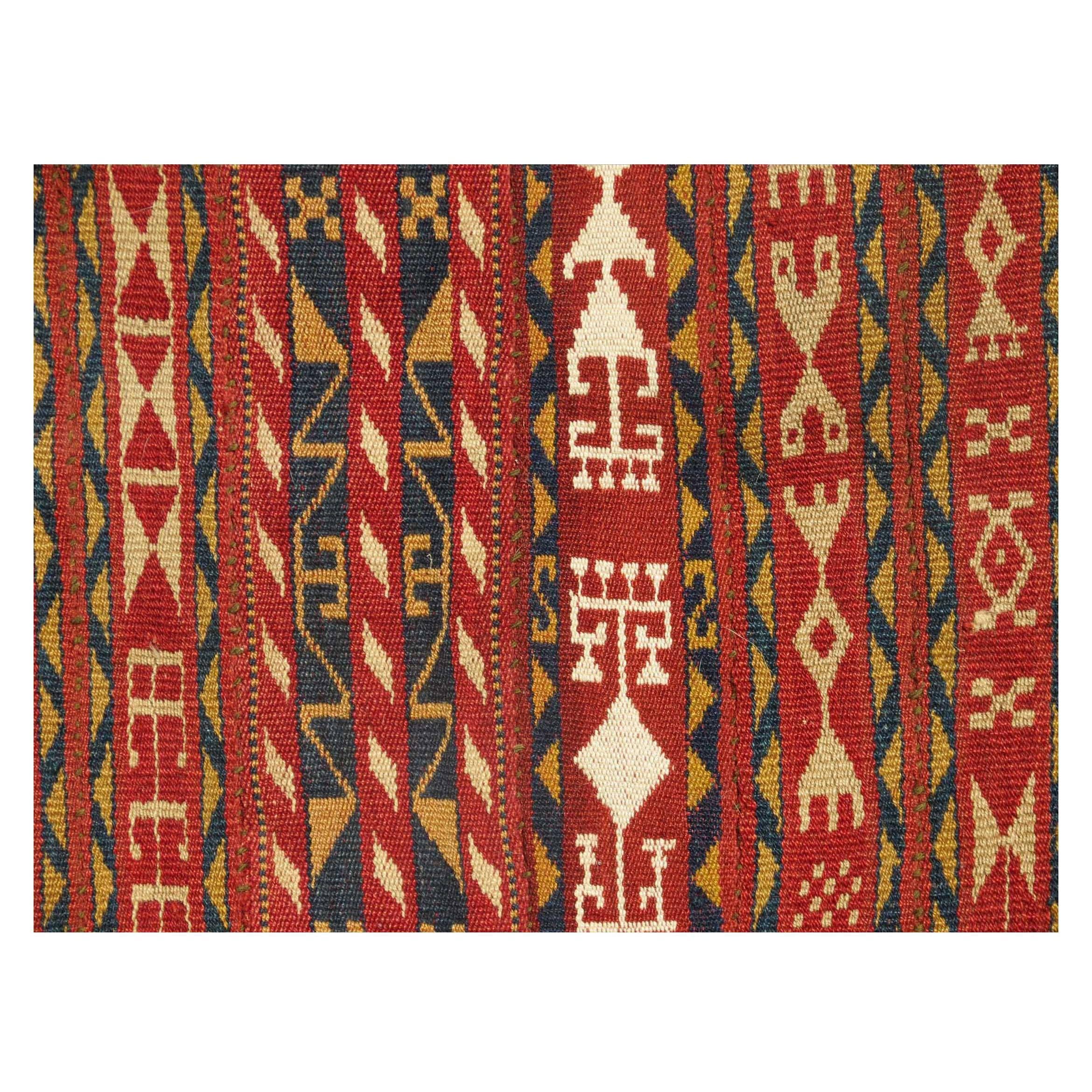 Antique Uzbek Flat-Weave or Small Kilim, Central Asia, 19th Century For Sale