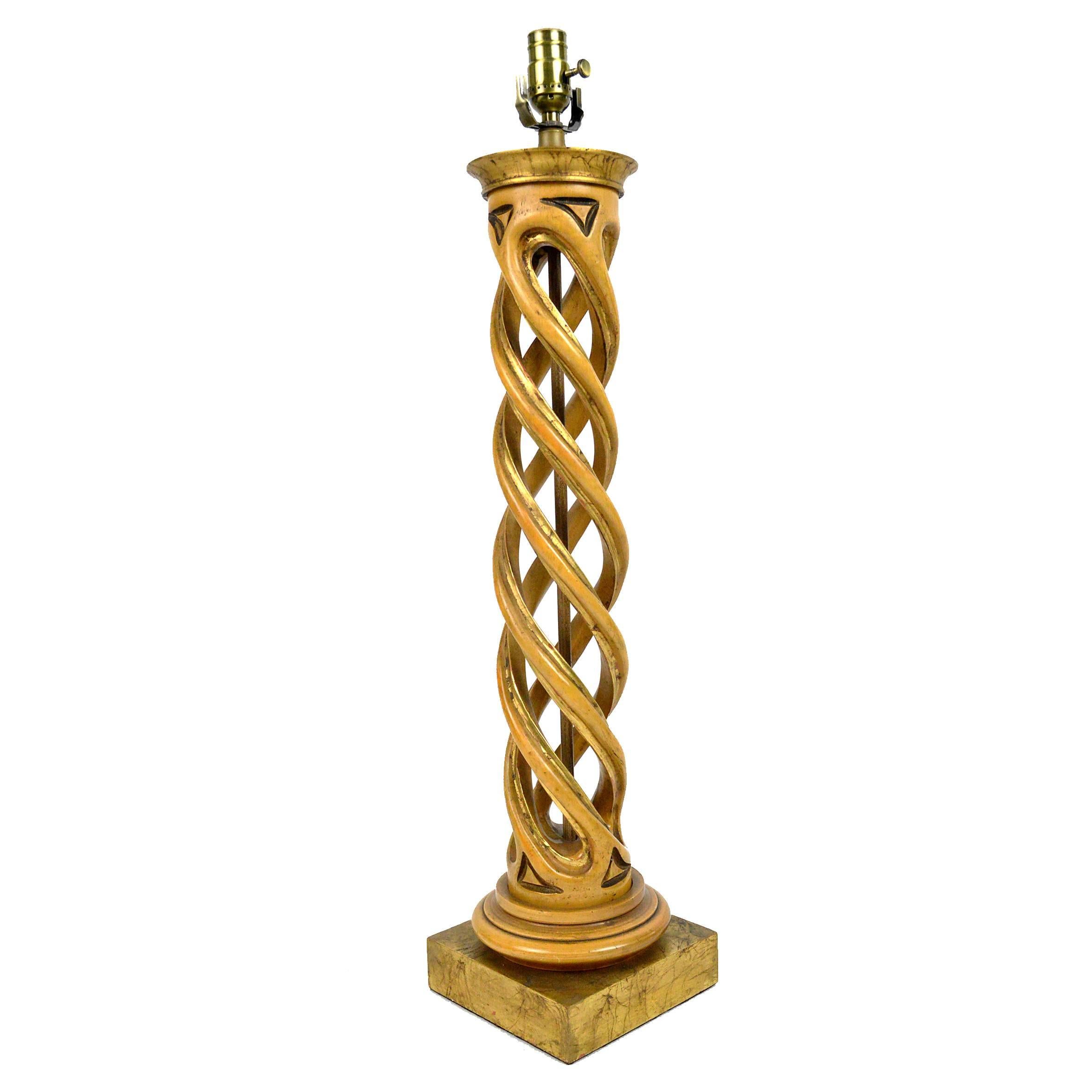 Frederick Coopert Carved Helix Table Lamp For Sale