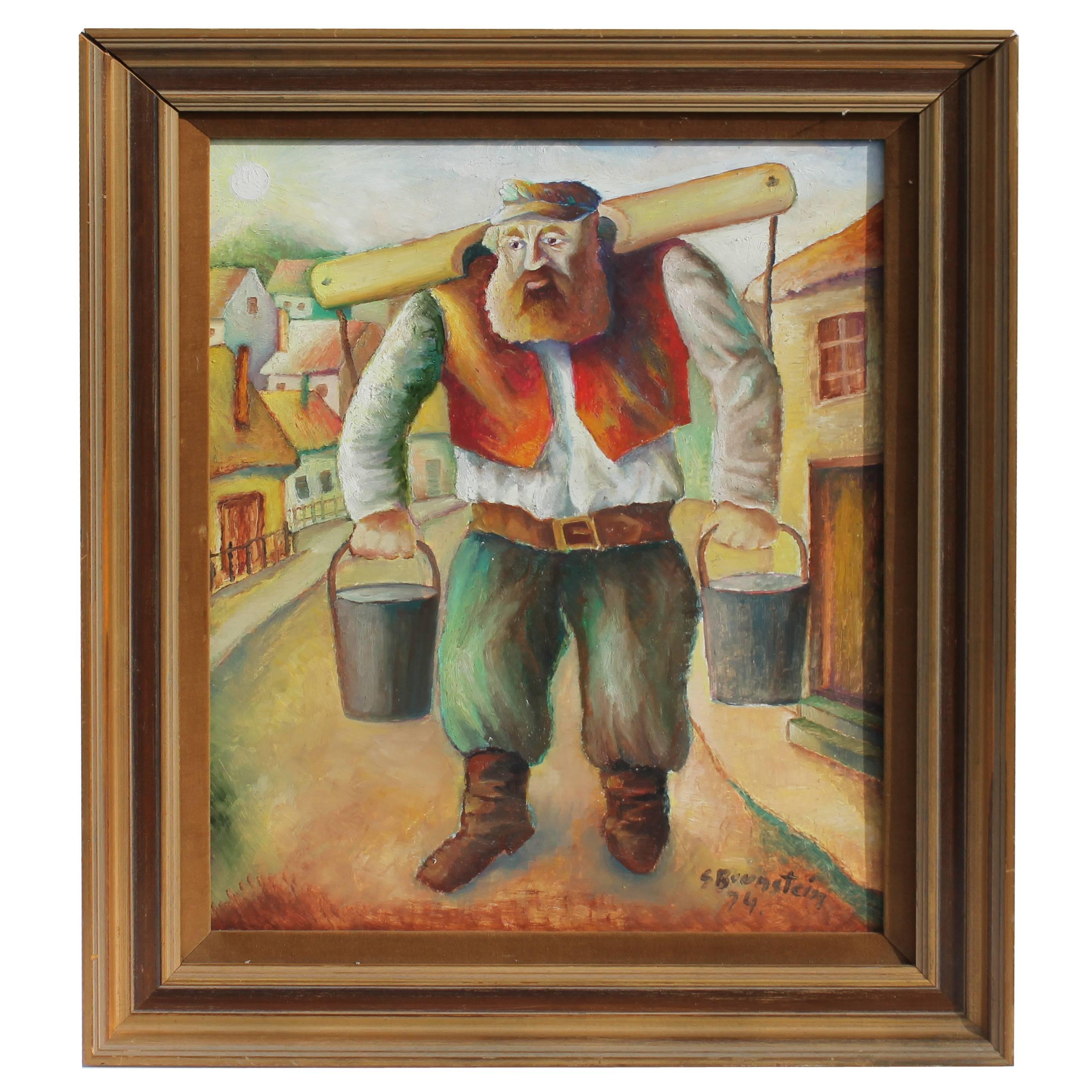Signed and Dated Oil Painting of a Judaic Lumberjack For Sale