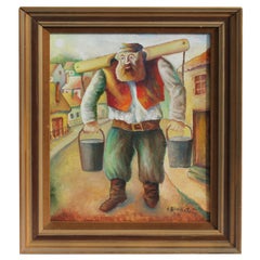 Signed and Dated Oil Painting of a Judaic Lumberjack