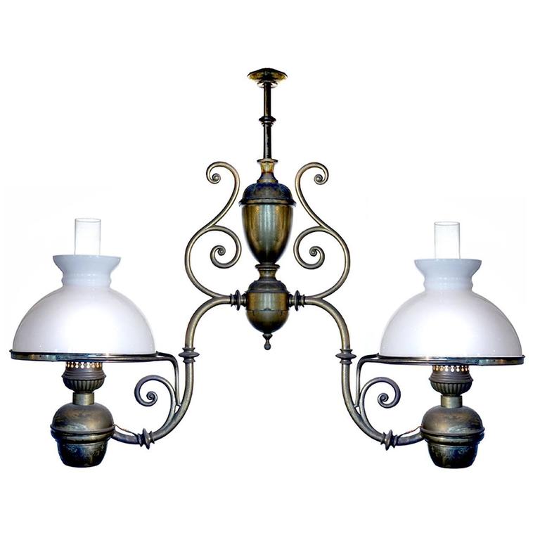 Large Double Arm Oil Lamp Newly Electrified