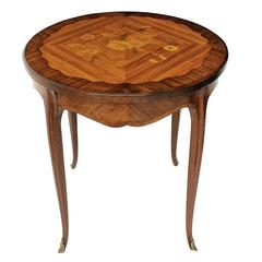 French Marquetry Side Table 