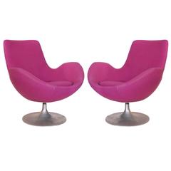 Pair of 1960s Mod Tulip Base Swivel Chairs