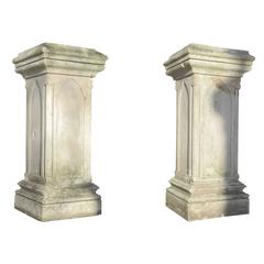 Neo-Gothic Style Pair of Stone Pedestals, 19th Century