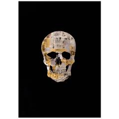"Skull" in Gold Leaf on Black Glass by Julian Brooker